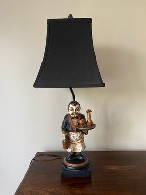 Vintage Server Table Lamp in Black and Brown • 22” high